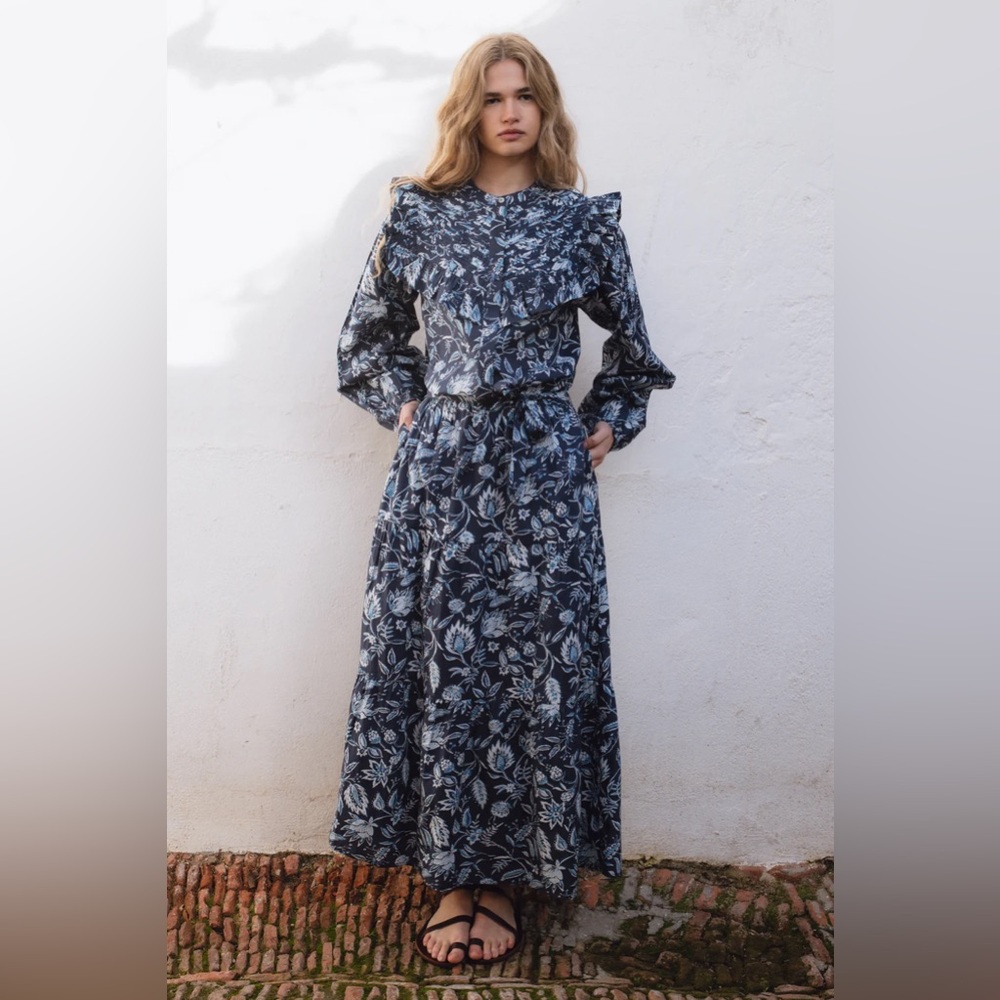 Sonmer Jane - Floral Maxi Dress in Blue and White - XXL - NWOT